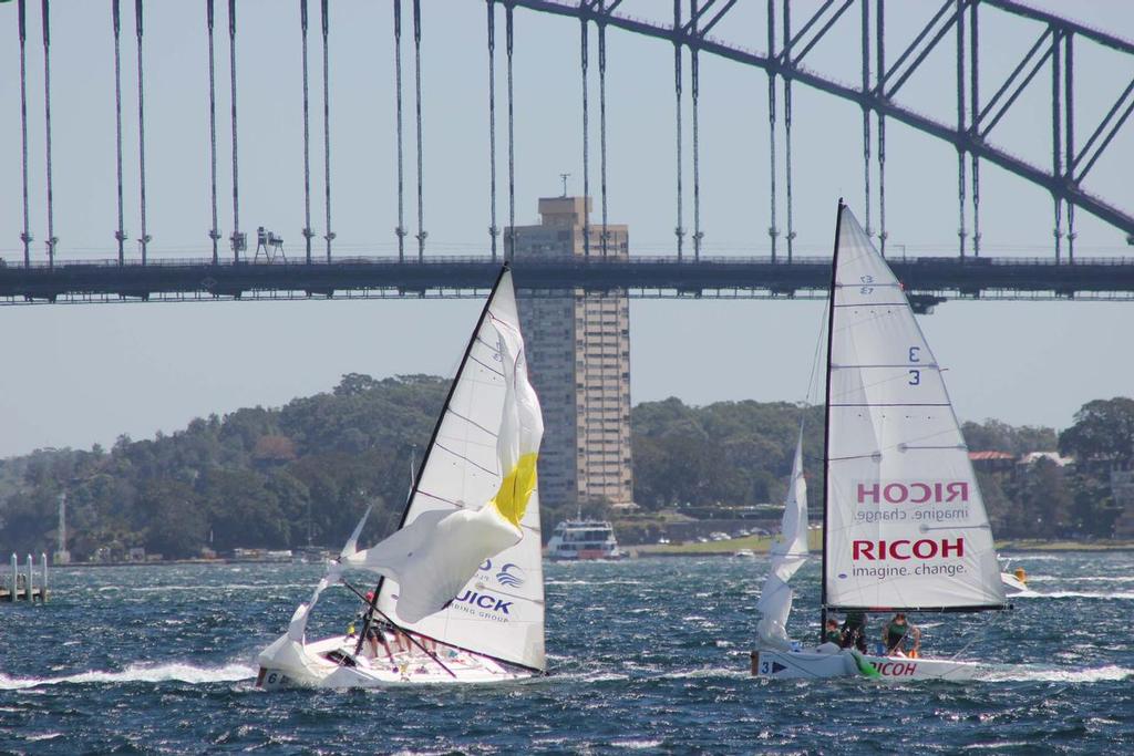 Spinnaker issues caused Gilmour to drop his match against Parker.  © CYCA Staff .